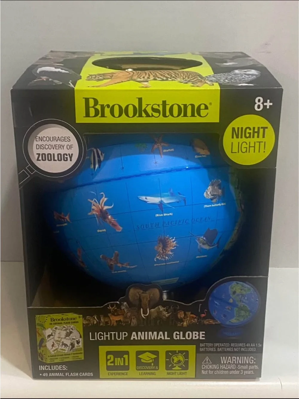 Brand-new-in-box Brookstone 2-in-1 Lightup Animal Globe & Night Light